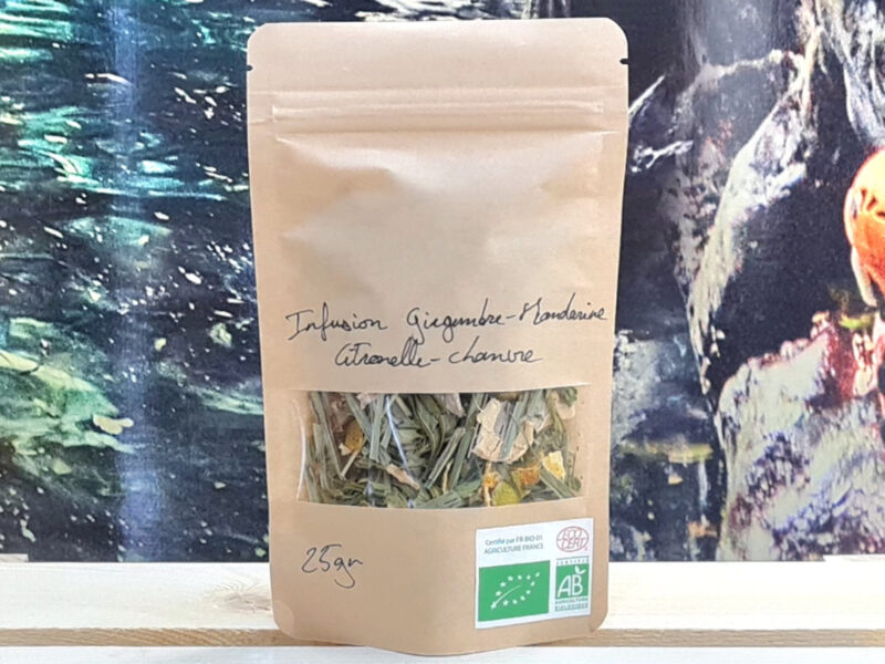 infusion gingembre, mandarine, citronnelle et chanvre bio de guadeloupe